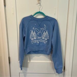 PLAYBOY by PacSun Sky Blue Crewneck Cropped
